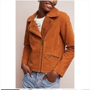 Anthropologie Biddle Moto Jacket Faux Suede